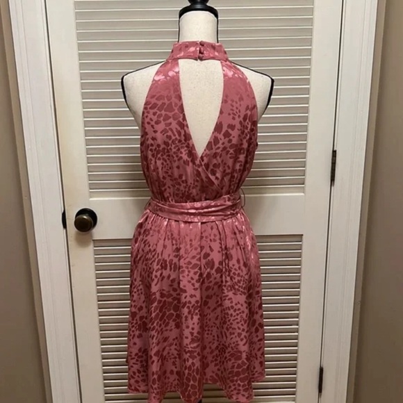 NWT Anthropologie Pink Leopard Halter Neck Mini Dress sz SMALL - Picture 11 of 11